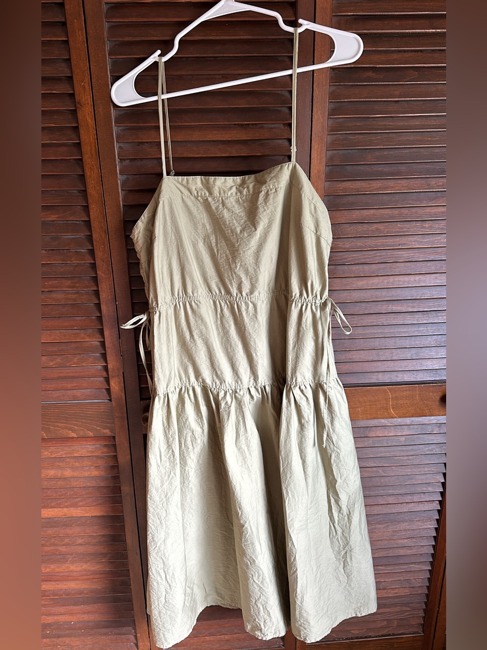 Eileen Gray Olive Tiered Slip Maxi Dress